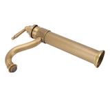 High Sink Faucet Copper Retro Industrial Single Handle Cold Hot Water Mixer Tap for Above Counter Basin Bathroom Hotel - Low Angle