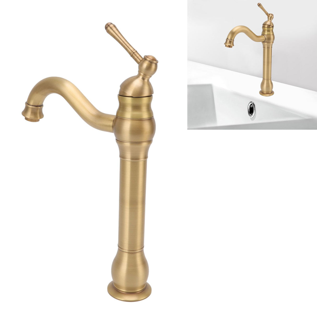 Basin Faucet Retro European Style Brass Gourd Design with Hose and Gasket Bathroom Sink Faucet for Home