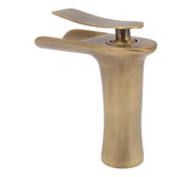 Bathroom Sink Faucet Antique Single Span Brass Waterfall Under Counter Basin Mixer Tap for Cold and Hot Water