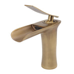 Bathroom Sink Faucet Antique Single Span Brass Waterfall Under Counter Basin Mixer Tap for Cold and Hot Water