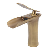 Bathroom Sink Faucet Antique Single Span Brass Waterfall Under Counter Basin Mixer Tap for Cold and Hot Water - 45-Degree Angle