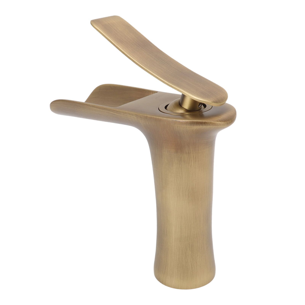 Bathroom Sink Faucet Antique Single Span Brass Waterfall Under Counter Basin Mixer Tap for Cold and Hot Water