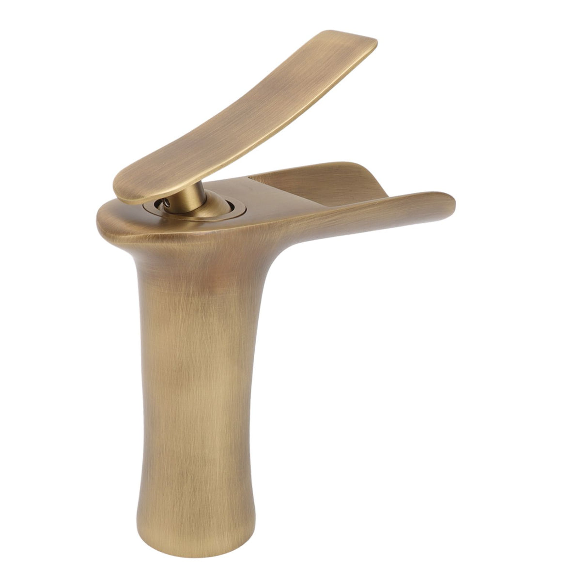 Bathroom Sink Faucet Antique Single Span Brass Waterfall Under Counter Basin Mixer Tap for Cold and Hot Water