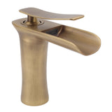 Bathroom Sink Faucet Antique Single Span Brass Waterfall Under Counter Basin Mixer Tap for Cold and Hot Water