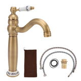 Bathroom Faucet Antique Single Span European Style Brass Basin Mixed Tap for Home Hot Cold Water