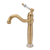 Bathroom Faucet Antique Single Span European Style Brass Basin Mixed Tap for Home Hot Cold Water