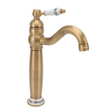 Bathroom Faucet Antique Single Span European Style Brass Basin Mixed Tap for Home Hot Cold Water - Rear View