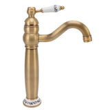 Bathroom Faucet Antique Single Span European Style Brass Basin Mixed Tap for Home Hot Cold Water - Close-Up Angle