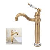 Bathroom Faucet Antique Single Span European Style Brass Basin Mixed Tap for Home Hot Cold Water