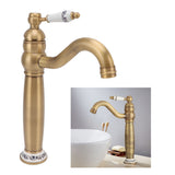 Bathroom Faucet Antique Single Span European Style Brass Basin Mixed Tap for Home Hot Cold Water - Extra Image