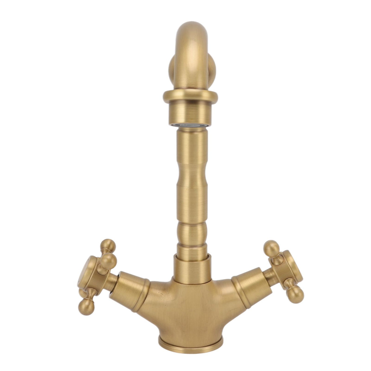 European Antique Brass Bathroom Faucet Double Handle Cross Knob Kitchen Faucet Hot Cold Water Tap