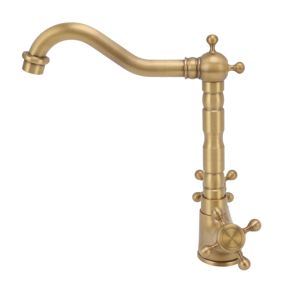 European Antique Brass Bathroom Faucet Double Handle Cross Knob Kitchen Faucet Hot Cold Water Tap