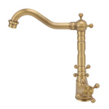European Antique Brass Bathroom Faucet Double Handle Cross Knob Kitchen Faucet Hot Cold Water Tap