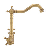 European Antique Brass Bathroom Faucet Double Handle Cross Knob Kitchen Faucet Hot Cold Water Tap - Extra Image