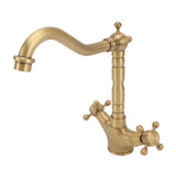 European Antique Brass Bathroom Faucet Double Handle Cross Knob Kitchen Faucet Hot Cold Water Tap - Extra Image