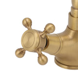 European Antique Brass Bathroom Faucet Double Handle Cross Knob Kitchen Faucet Hot Cold Water Tap - Extra Image