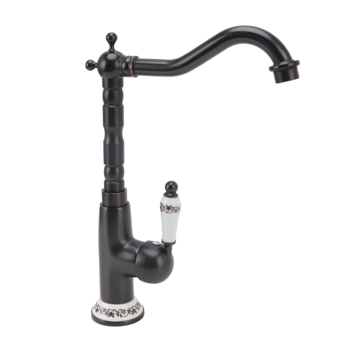 Antique Faucet Retro Style Porcelain Valve Long Spout Sturdy Brass Rotatable Antique Mixer Tap for Bathroom Kitchen