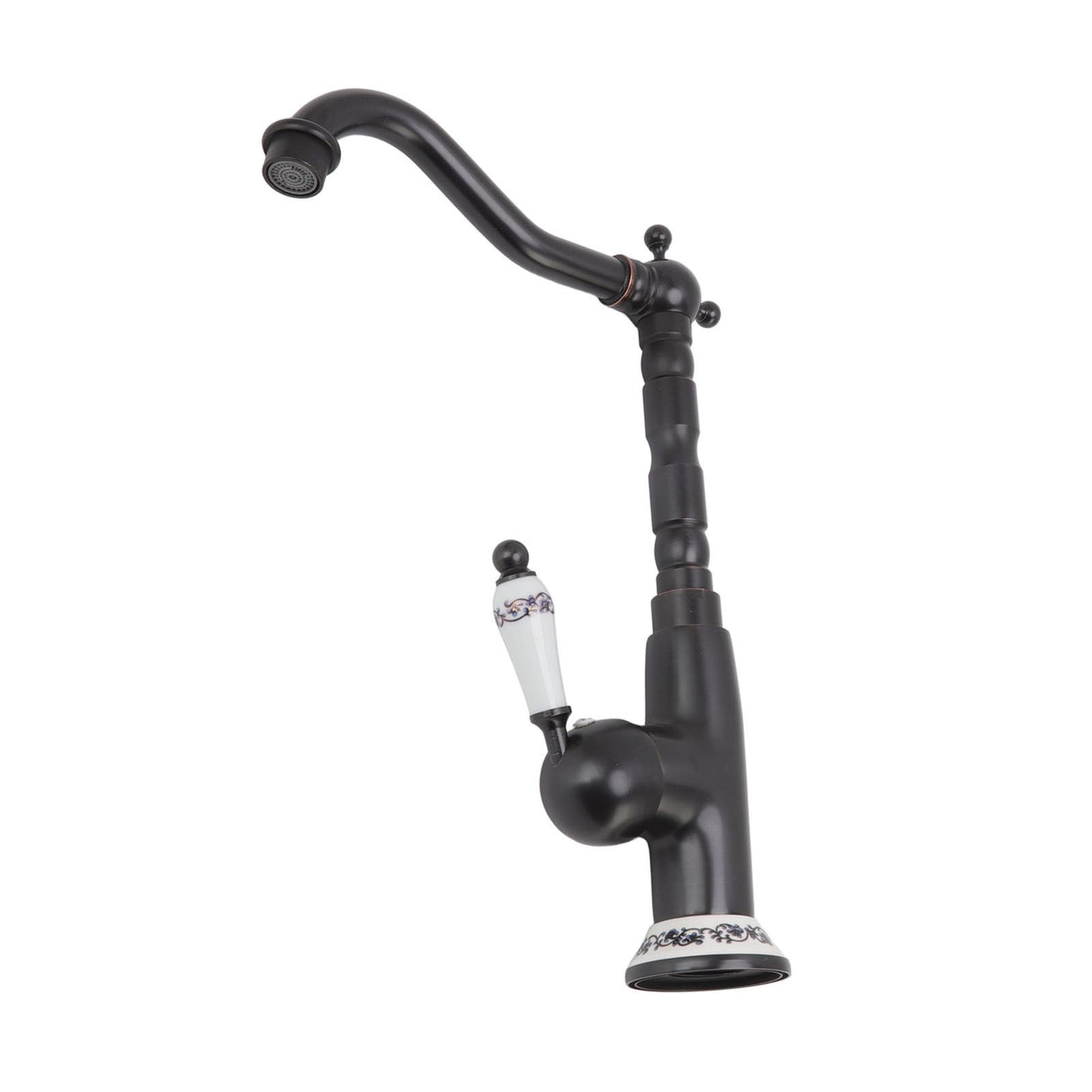 Antique Faucet Retro Style Porcelain Valve Long Spout Sturdy Brass Rotatable Antique Mixer Tap for Bathroom Kitchen