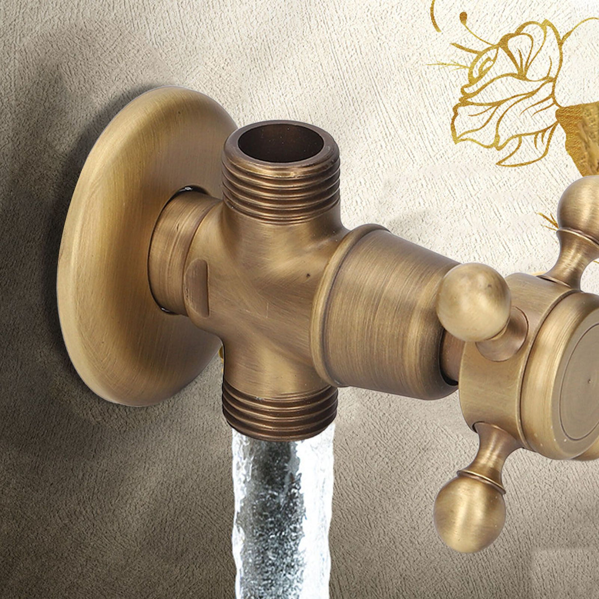 Angle Valve Vintage Style Brass High Hardness Good Sealing Cold Hot Faucet Water Stop Valve