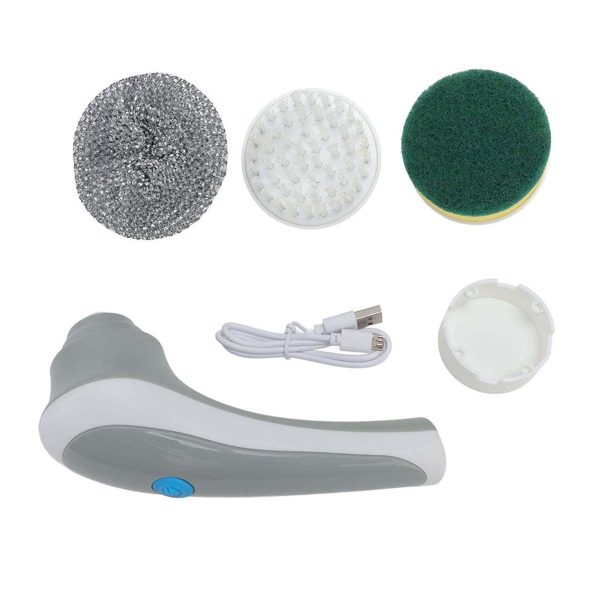 Electric Spin Scrubber 360° Rotating USB Rechargeable Portable Handheld Electric Cleaning Brush with 3 Brush Heads Grey