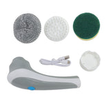 Electric Spin Scrubber 360° Rotating USB Rechargeable Portable Handheld Electric Cleaning Brush with 3 Brush Heads Grey - Low Angle