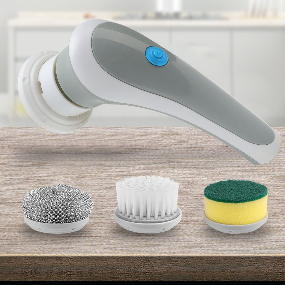 Electric Spin Scrubber 360° Rotating USB Rechargeable Portable Handheld Electric Cleaning Brush with 3 Brush Heads Grey