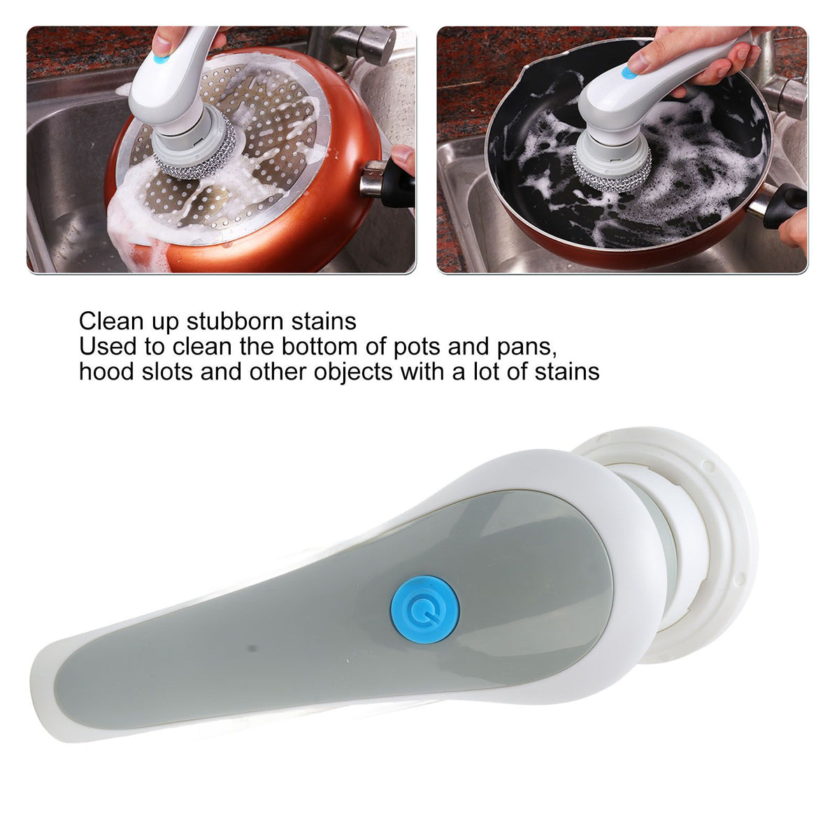 Electric Spin Scrubber 360° Rotating USB Rechargeable Portable Handheld Electric Cleaning Brush with 3 Brush Heads Grey