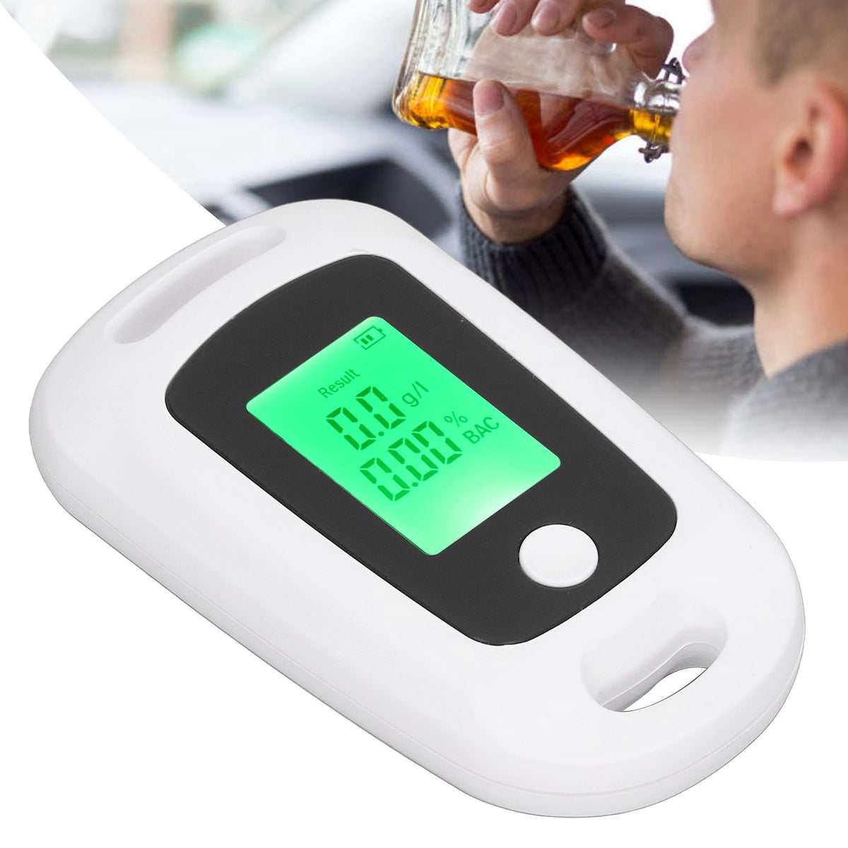 Alcohol Detector USB Rechargeable High Accuracy Portable Breath Alcohol Tester with LCD Screen White