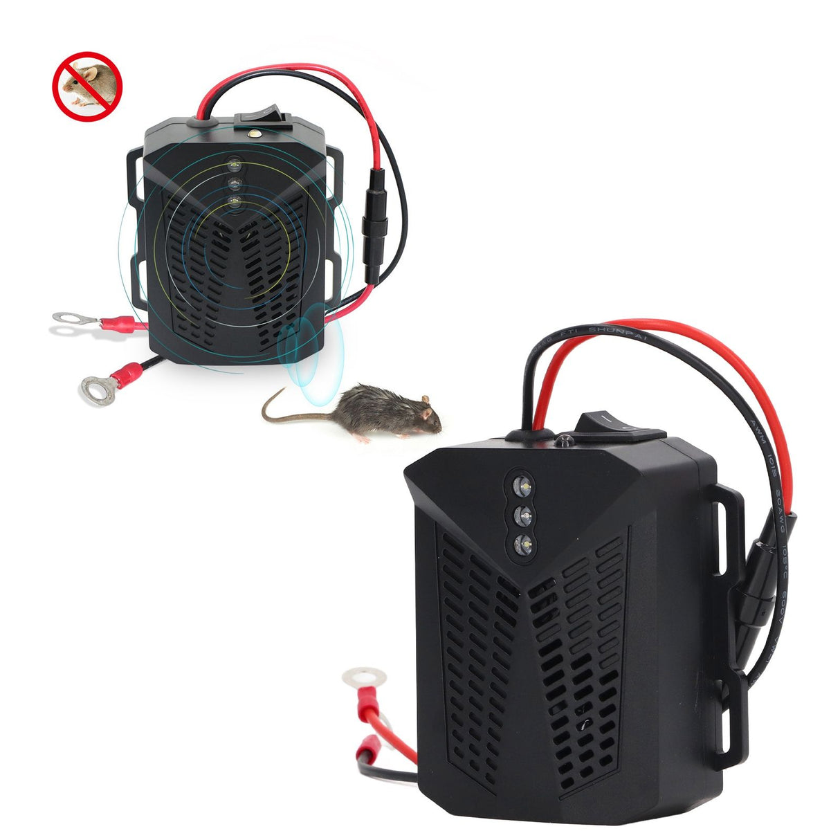 Under Hood Rodent Repeller Car Mouse Repeller Combination of Sound and Light Ultrasonic Car Mouse Repellent for Vehicle