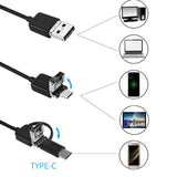 3 in 1 Endoscope Camera HD ABS Aluminium Alloy Industrial Endoscope for Android 6.1 for Pipe Car