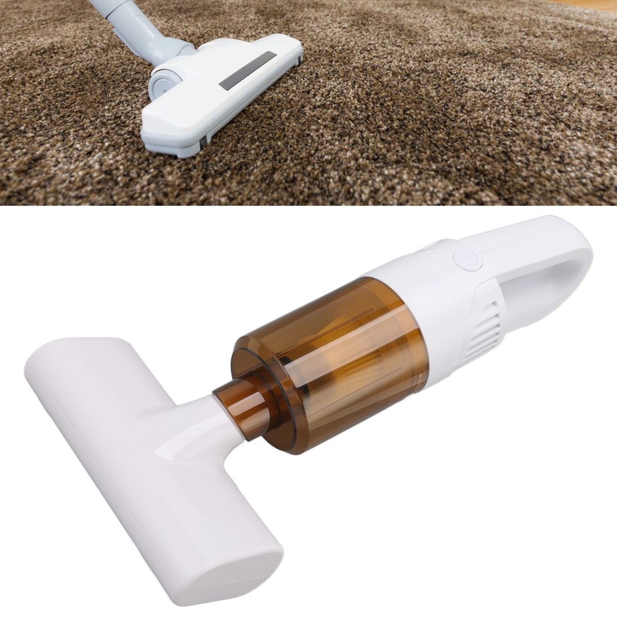 Cordless Handheld Vacuum Cleaner Dust Mite Remover USB Rechargeable for Car and Home Pet Hair White