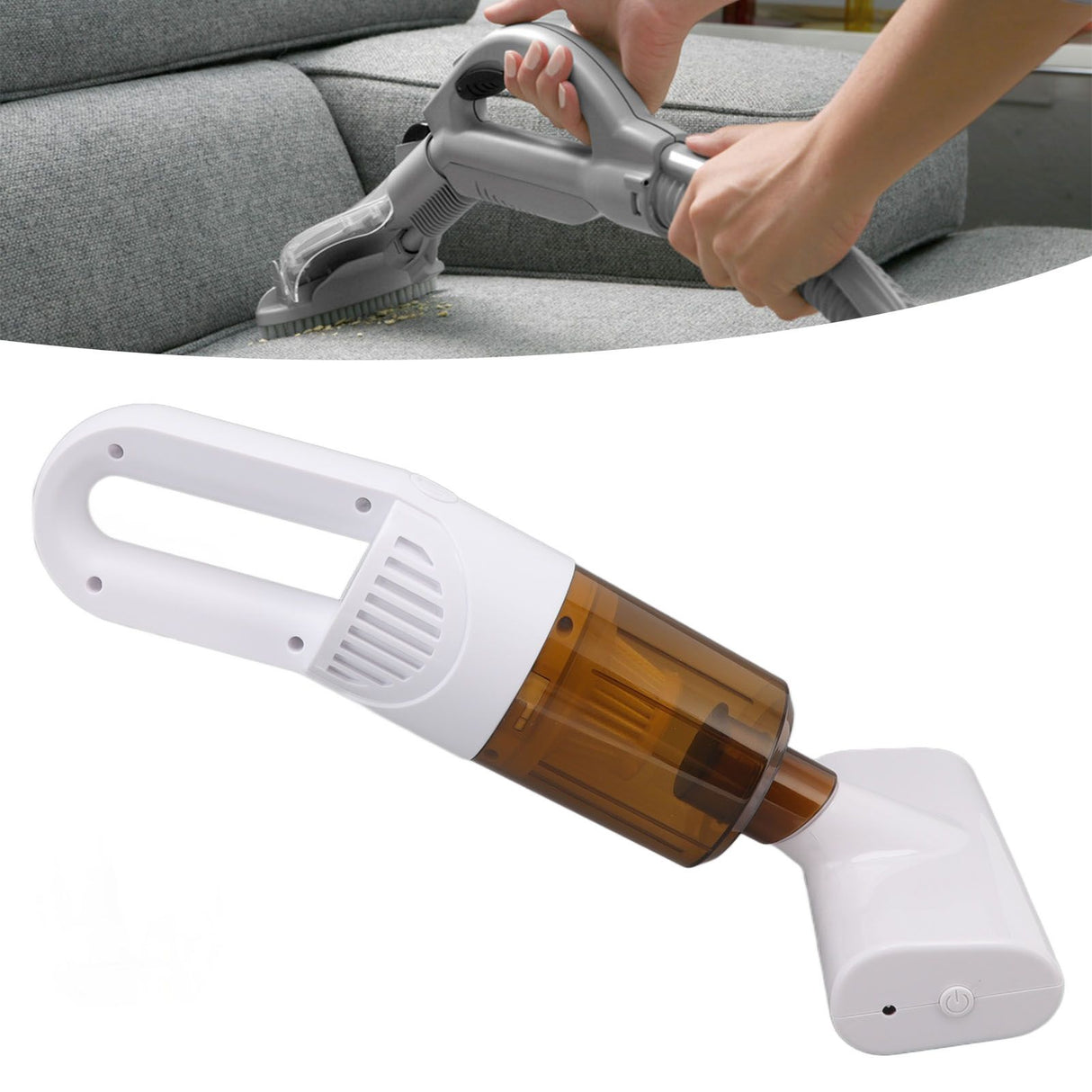 Cordless Handheld Vacuum Cleaner Dust Mite Remover USB Rechargeable for Car and Home Pet Hair White