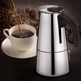 300ML Moka Pot Stainless Steel Italian Ergonomic Design Insulated Coffee Pot for Home - Rear View