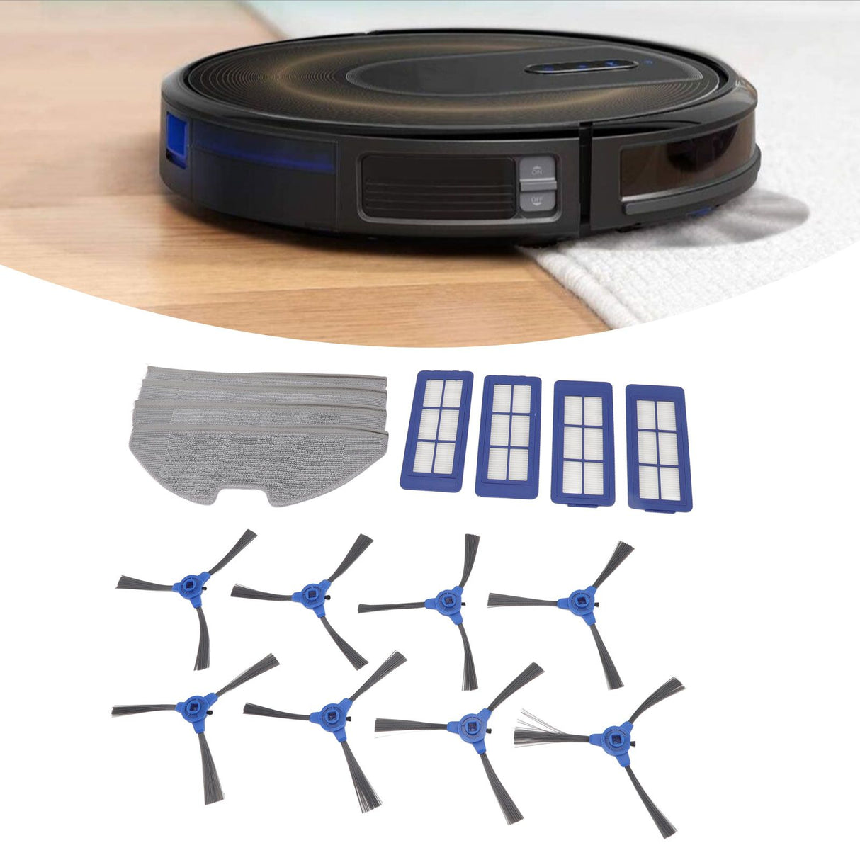Vacuum Sweeper Filter Kit 4 Filter 4 Mop Cloths 8 Side Brush Robot Vacuum Cleaner Side Brush for G10