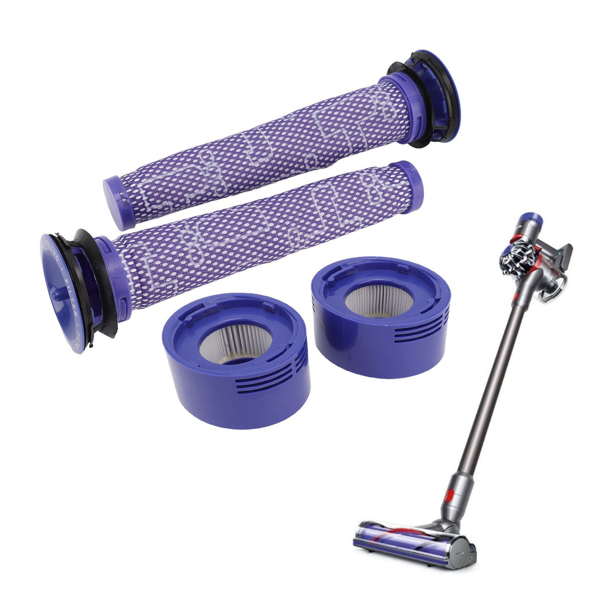 Vacuum Cleaner Pre Post Filter Set High Efficiency Particulate Air Filter with Cleaning Brush for V7 V8