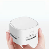Desktop Vacuum Cleaner Mini Table Dust Sweeper Crumb Vacuum Cleaner Handheld Cordless White - Low Angle