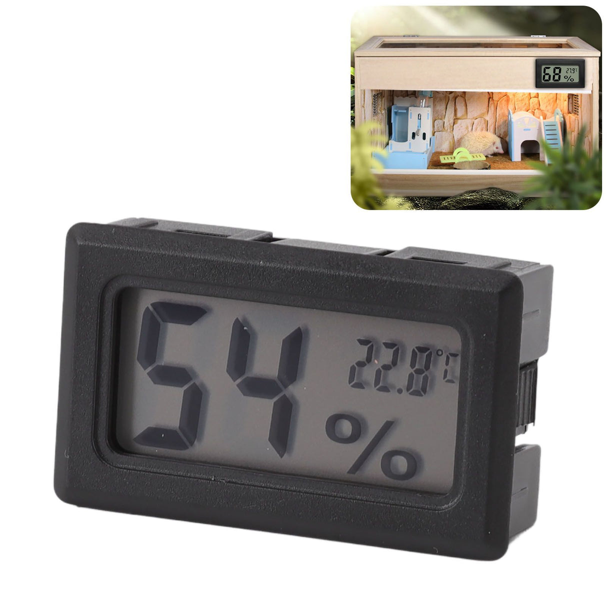 Thermometer Hygrometer Black LCD HD Digital Display Embedded Electronic Temperature Humidity Meter for Locker Cigar Box