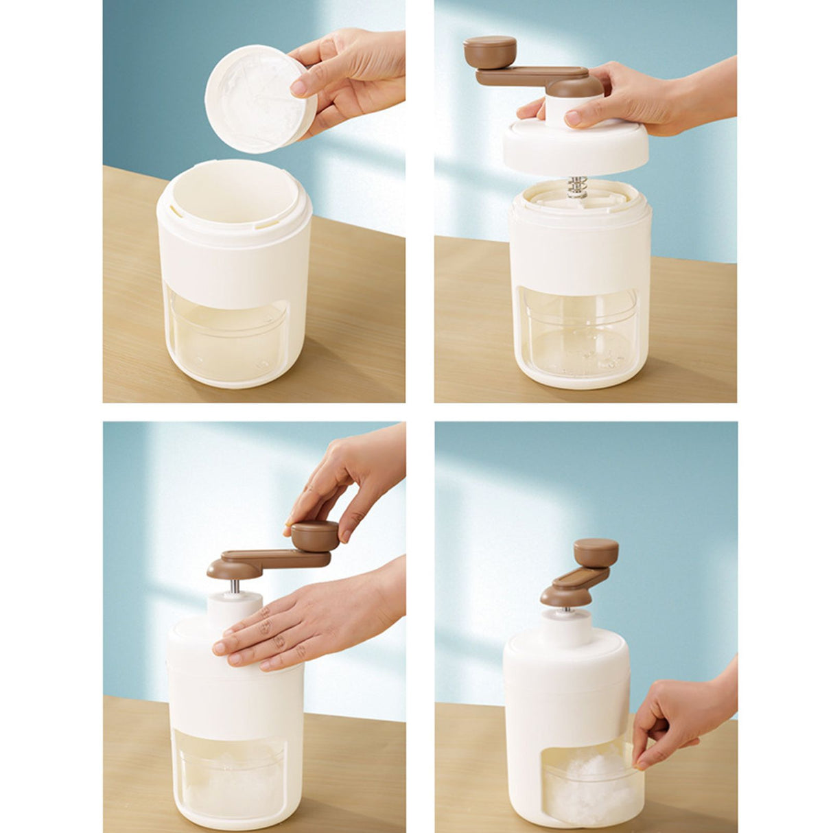 Hand Crank Ice Crusher Multipurpose Food Grade Mini Snow Cone Machine for Home Use White White