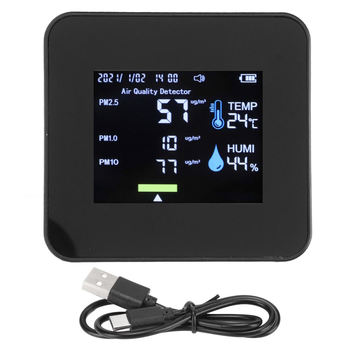 CO2 Meter 9 in 1 USB Rechargeable Portable Real Time Monitoring 5V 1A Pm2.5 Detector for Pm1.0 Moisture Level PM10