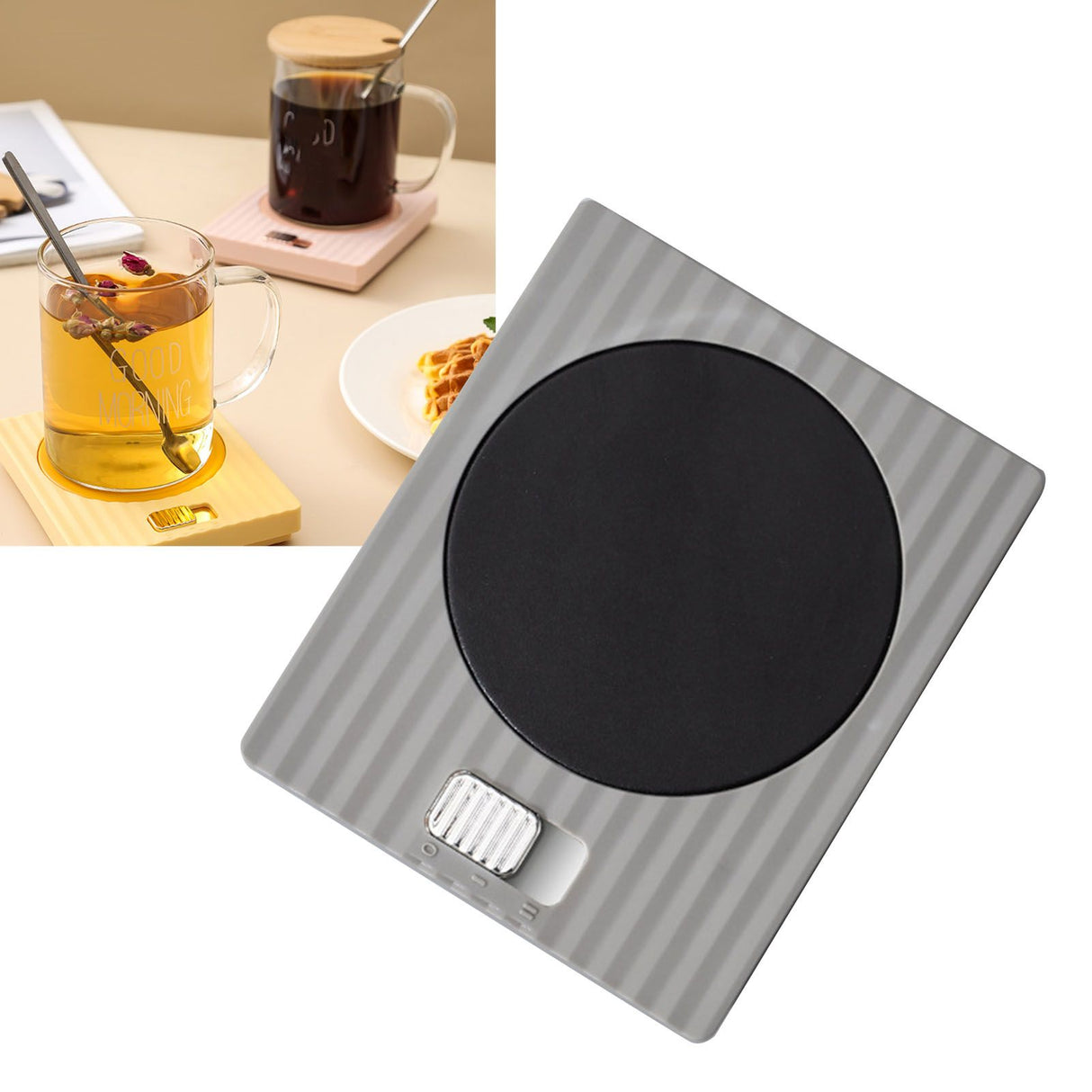 Mug Warmer 2 Temperature 2 Modes Adjustable Constant Temperature USB Beverage Warmer For Egg Cake Wet Towels 220V Grey