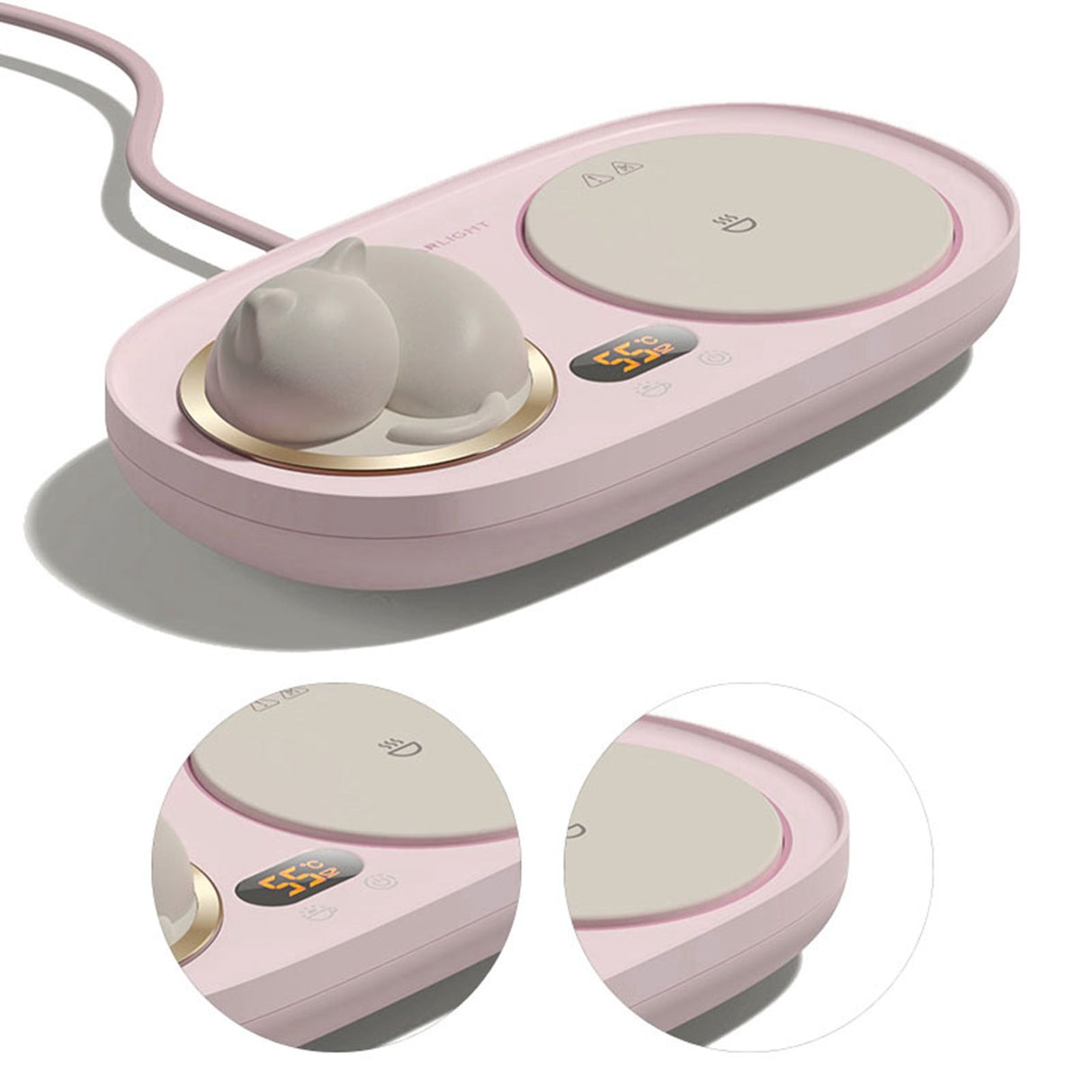 Intelligent Mug Warmer Coaster 55 Degrees Celsius Constant Temperature Cup Heating Mat Pad for Working Pink