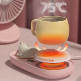 Intelligent Mug Warmer Coaster 55 Degrees Celsius Constant Temperature Cup Heating Mat Pad for Working Pink