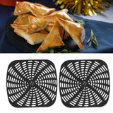 2pcs Fryer Reusable Silicone Fryer Liner Scratch Resistant Silicone Liner Mat for Ninja Foodi AG301 Fryer Black