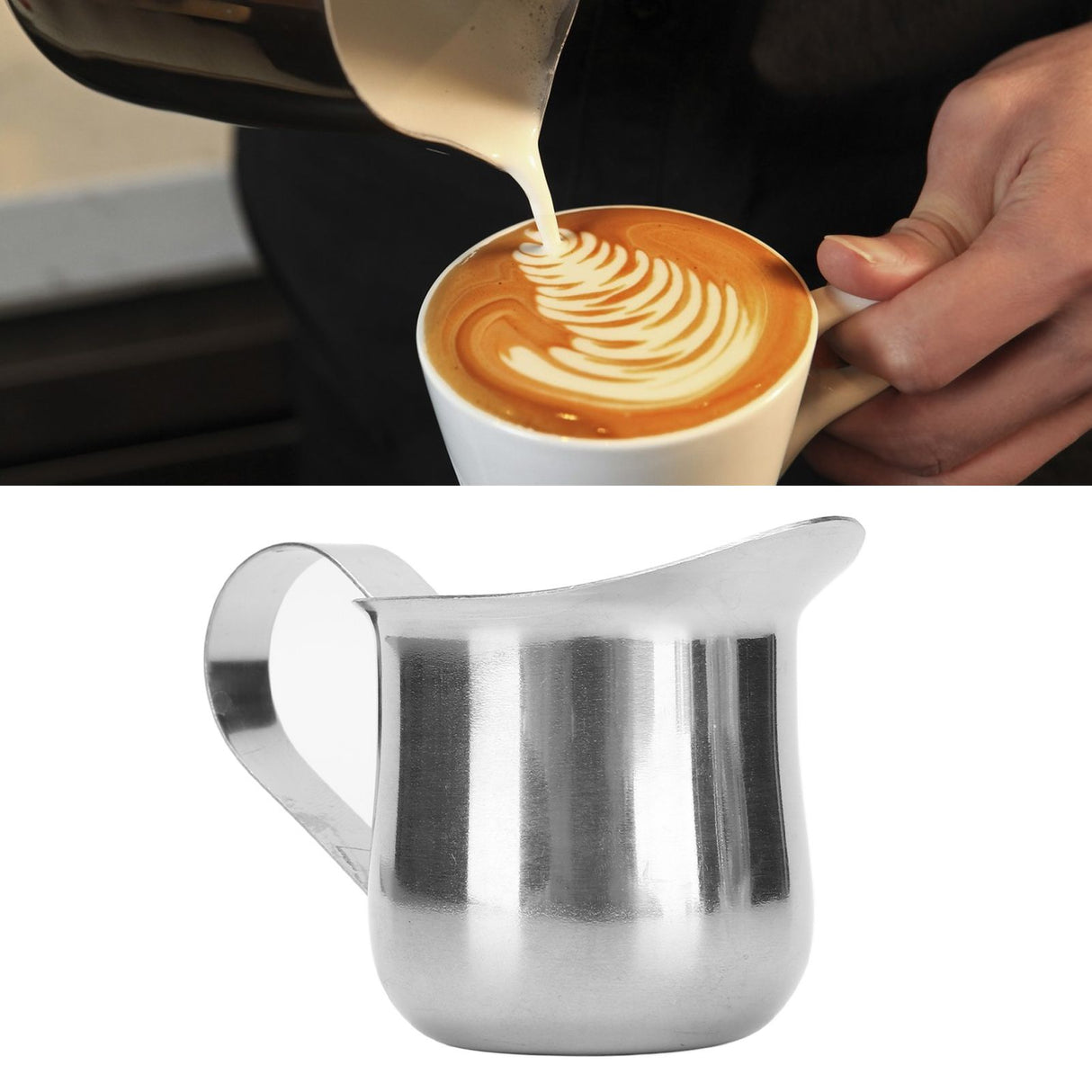 Milk Frothing Pitcher Stainless Steel Ergonomic Milk Frothing Cup Jug Steaming Pitcher for Coffee 2oz