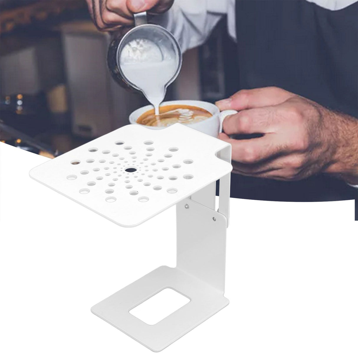Coffee Machine Scale Rack Stainless Steel Height Adjustable Leakage Design Coffee Electronic Weighing Rack for Home Bar White