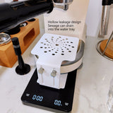 Coffee Machine Scale Rack Stainless Steel Height Adjustable Leakage Design Coffee Electronic Weighing Rack for Home Bar White