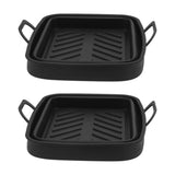2 Pcs Silicone Air Cooker Pot with Handle Rectangular Fryer Liner Tray Replacement for Kitchen Cooking Accessories Black