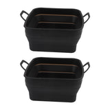 2 Pcs Silicone Air Cooker Pot with Handle Rectangular Fryer Liner Tray Replacement for Kitchen Cooking Accessories Black - Side View