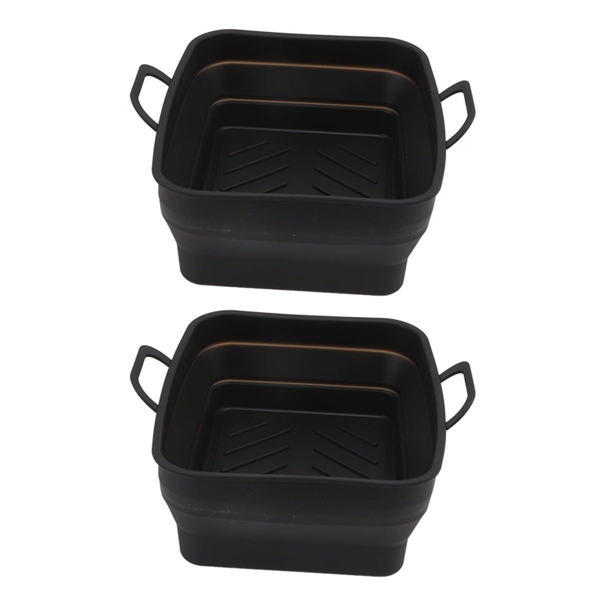 2 Pcs Silicone Air Cooker Pot with Handle Rectangular Fryer Liner Tray Replacement for Kitchen Cooking Accessories Black
