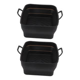 2 Pcs Silicone Air Cooker Pot with Handle Rectangular Fryer Liner Tray Replacement for Kitchen Cooking Accessories Black